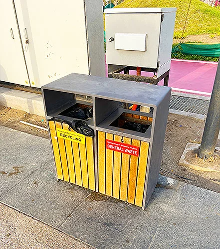 Recycling and general waste dustbin at Dumas Sea Face Surat