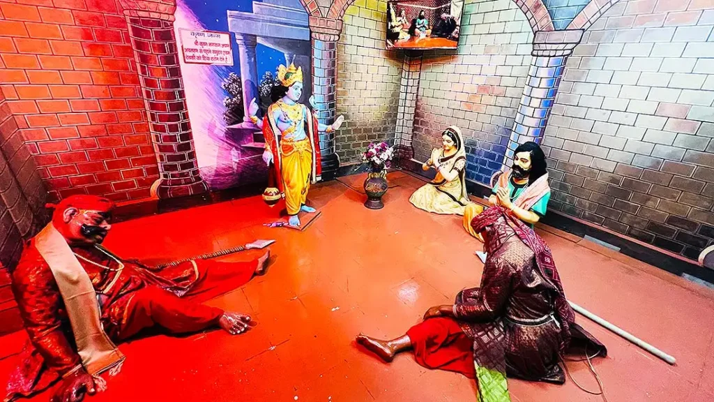 Krishna birth divine darshan diorama with Devaki Vasudev at Gurukul Surat