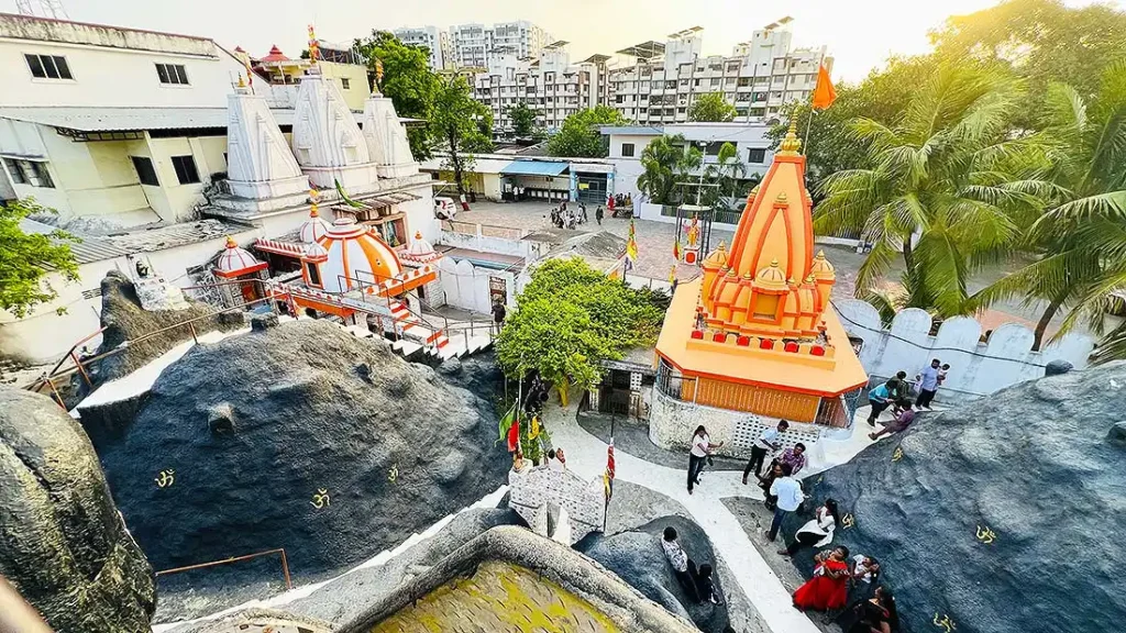 Top view of Mini Girnar Ram Madhi Surat showing temples, rocky structure and surrounding area