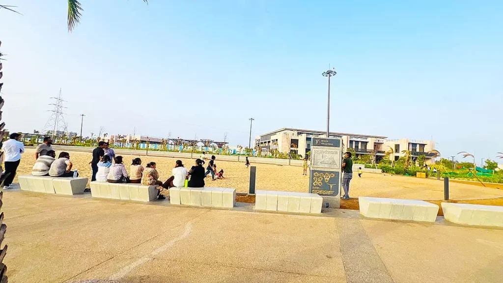 Sand play ground with beach volleyball board at Dumas Sea Face Surat