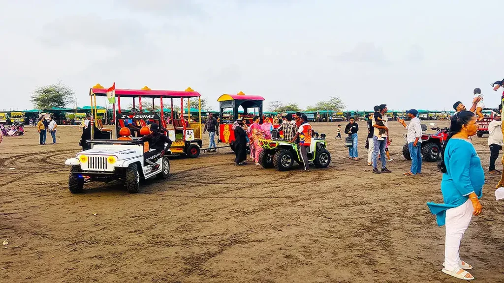 Toy jeep and gaadi rides for families at Dumas Beach Surat