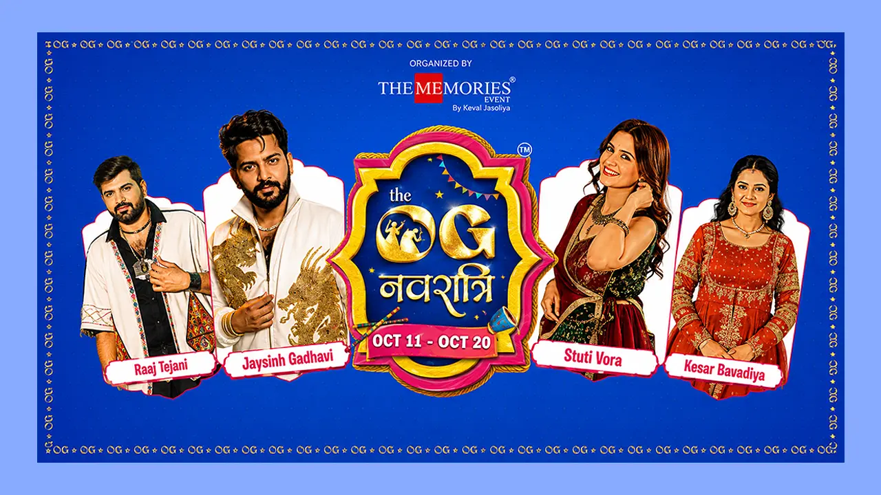 The OG Navratri 2026 at Sarsana AC Dome Surat featuring Raaj Tejani, Jaysinh Gadhavi, Stuti Vora and Kesar Bavadiya