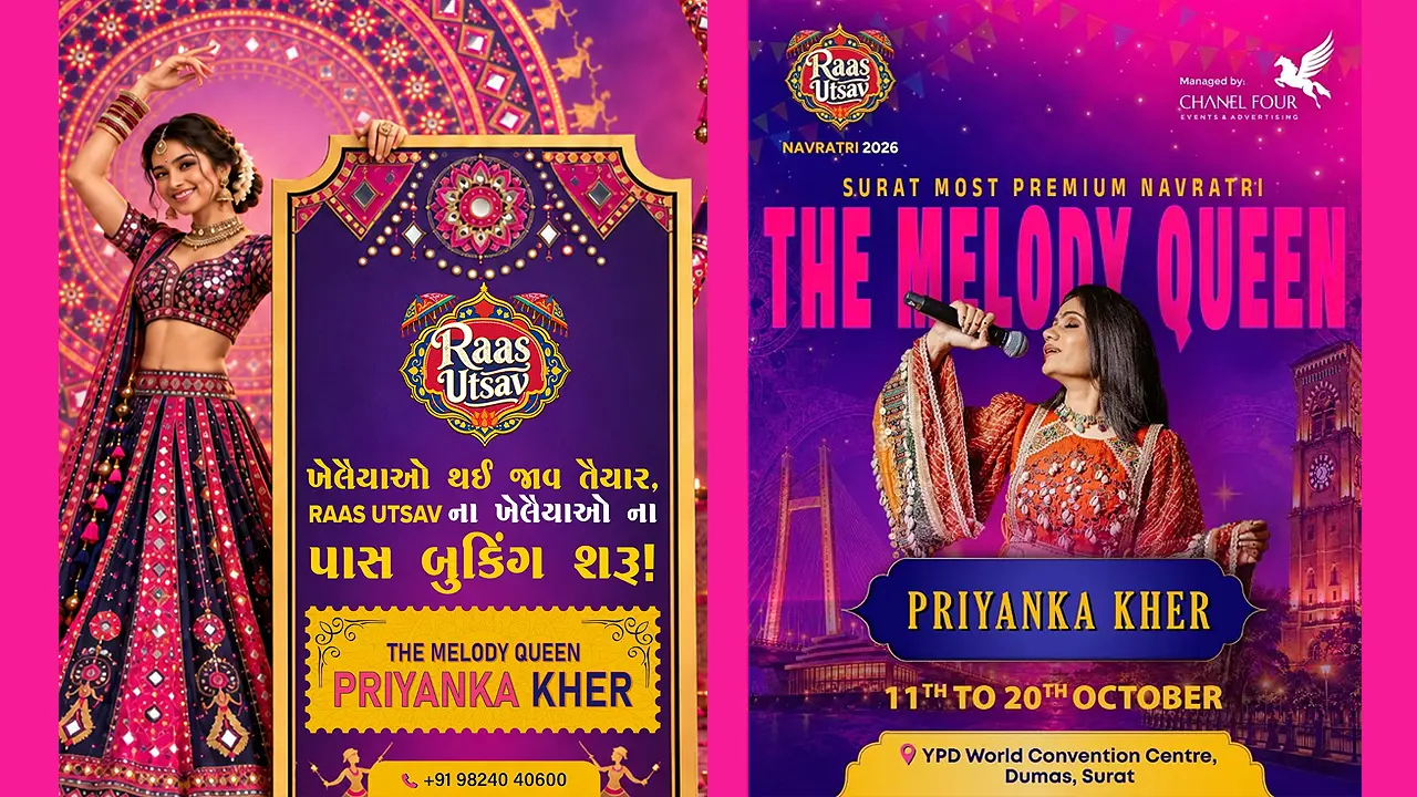 Raas Utsav 2026 Surat featuring Priyanka Kher at YPD World Convention Centre