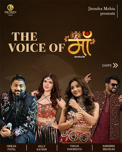 Chirag Patel, Jolly Rathod, Foram Rakholiya and Abhishek Shankar, featured singers at Maa Navratri Surat 2026