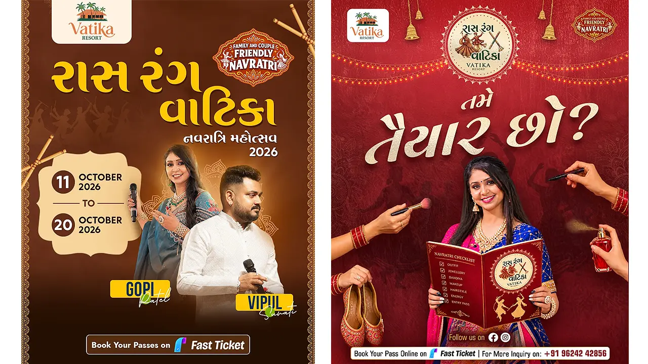 Raas Rang Vatika 2026 Navratri celebration at Vatika Resort, Surat